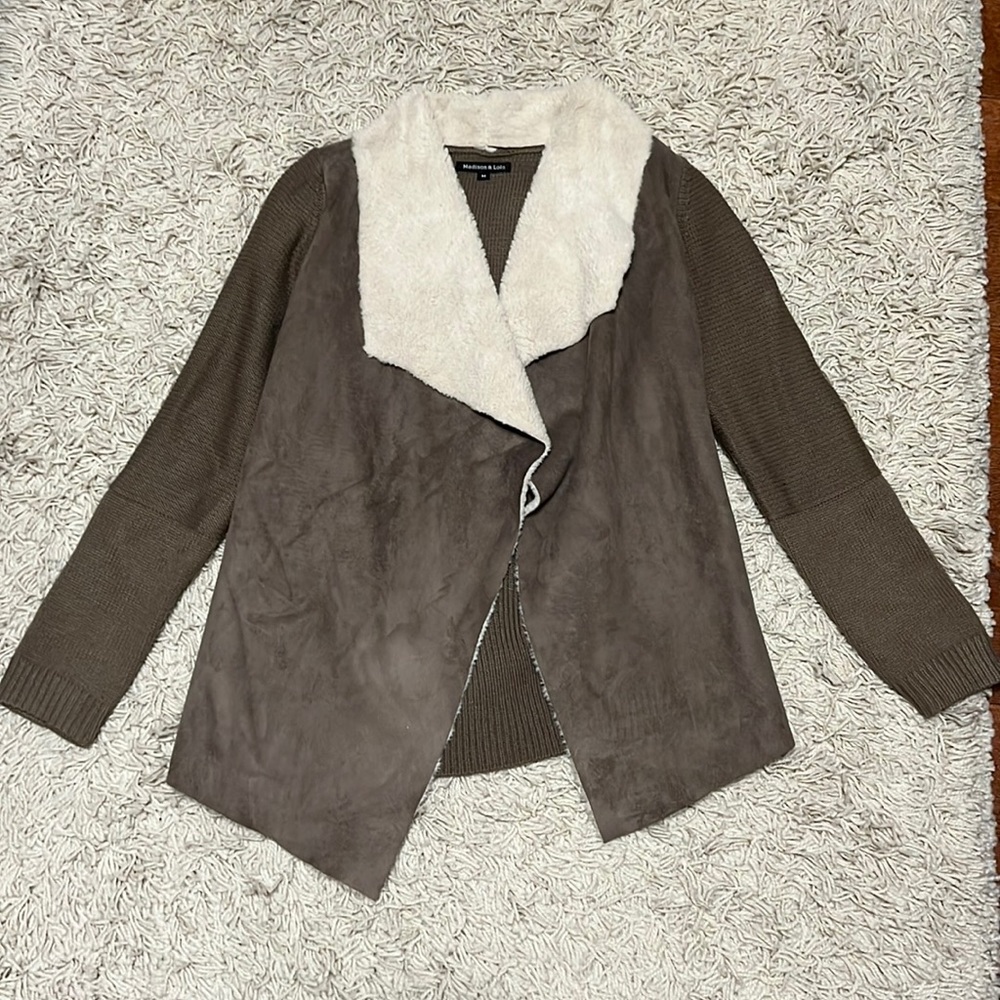 Suede Sweater Cardigan